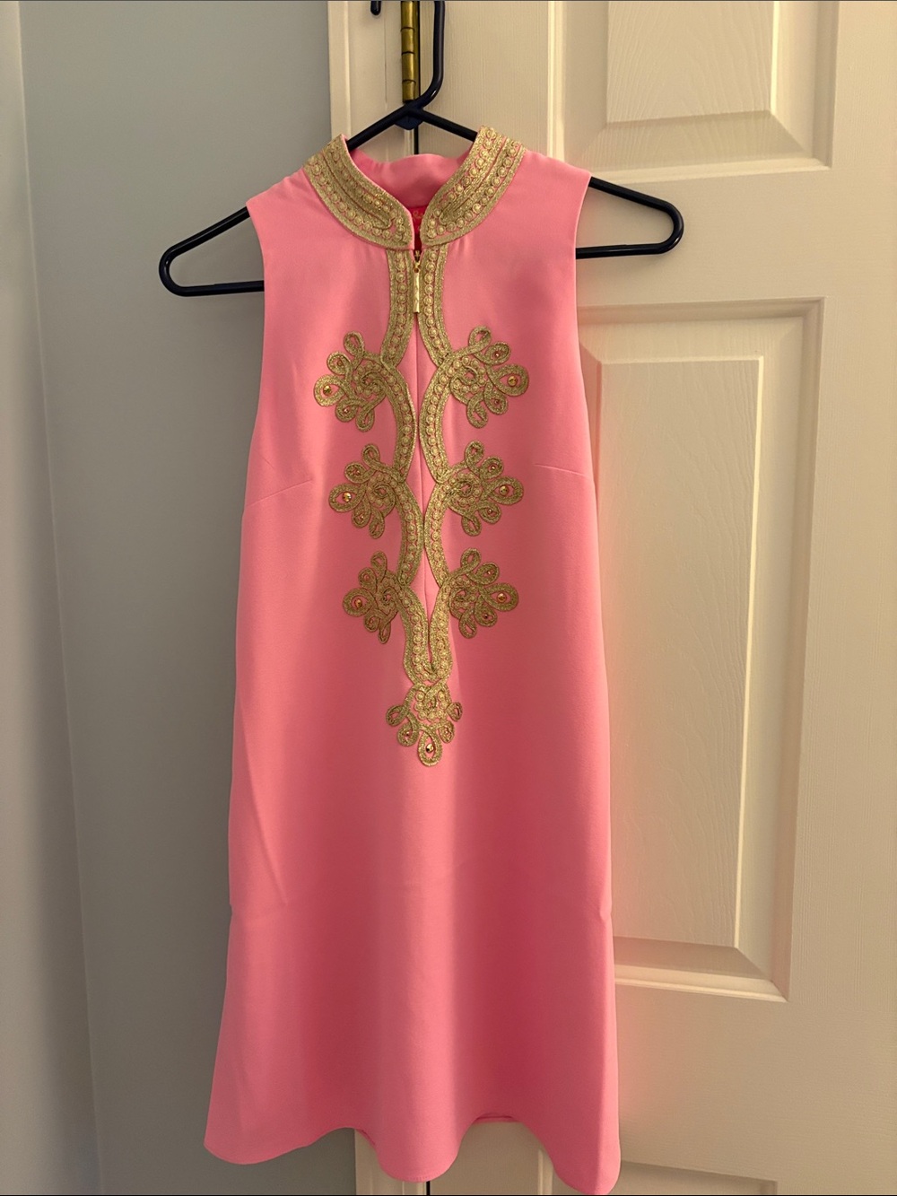 Pink Sleeveless Shift Dress with Gold Embellishment Lily Pulitzer